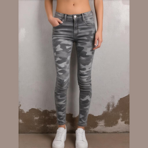 Nine West Gramercy Gray Camouflage Skinny Stretch Jeans Women